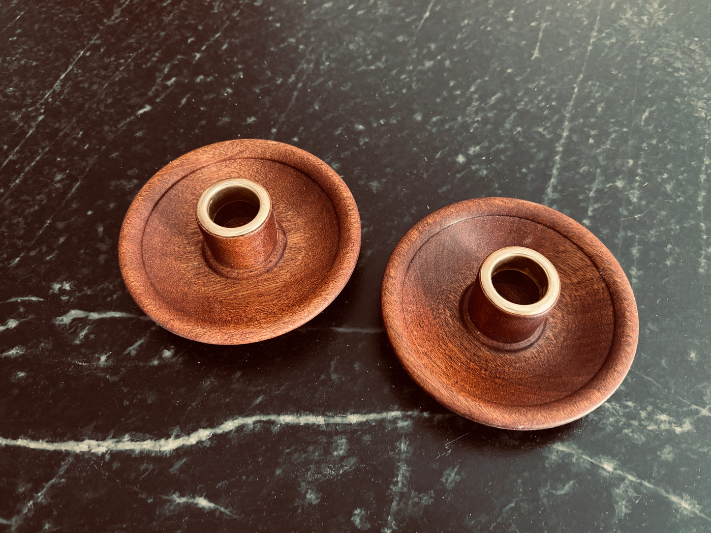Set of Two Sapele Candle Holders