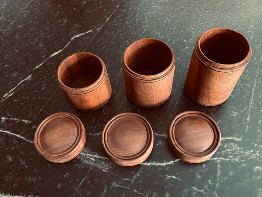 Set of Three Sapele Canisters