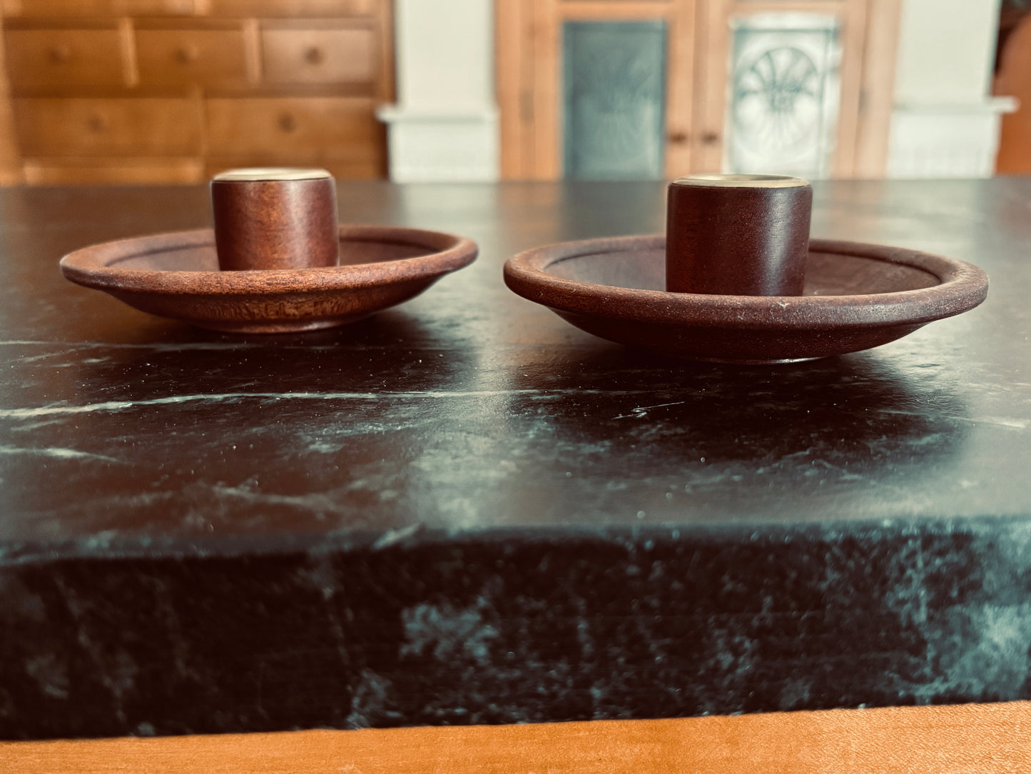 Set of Two Sapele Candle Holders