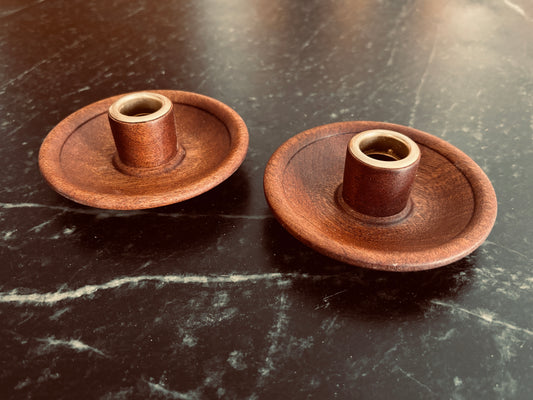 Set of Two Sapele Candle Holders