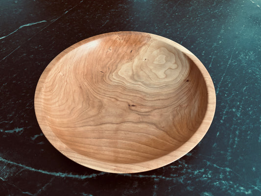 Handmade Shallow Cherry Wood Bowl