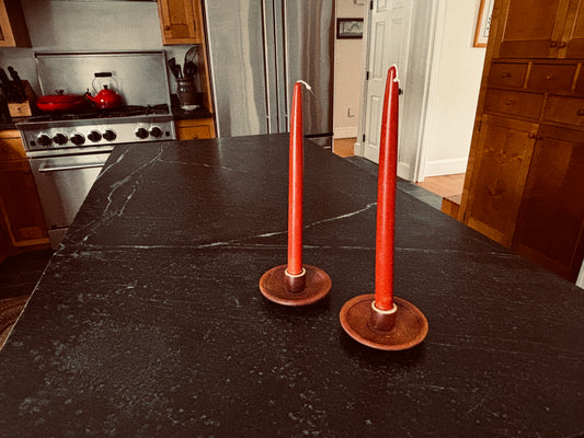 Set of Two Sapele Candle Holders